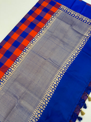 Banarasi Katan Silk Saree | Royal Blue | Gold Zari | Handwoven | Silk Mark Certified | Ships from California
